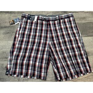 Cremieux Shorts Mens 35 Red Plaid Linen Chino Preppy Montauk Madison 9” NEW